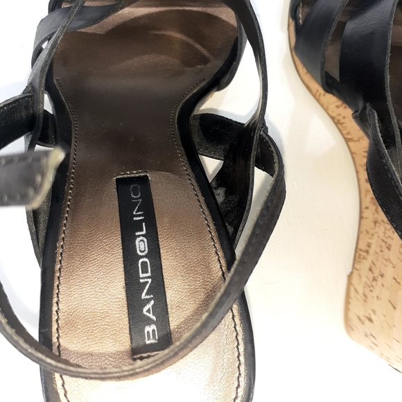 Bandolino Black Strappy Cork Wedge Sz6 - Picture 9 of 9
